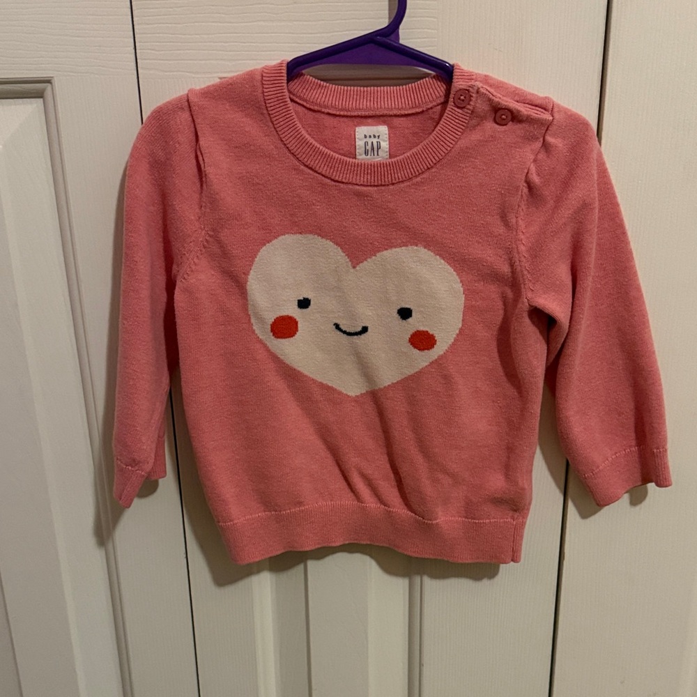 GAP Pink Heart Knit Sweater